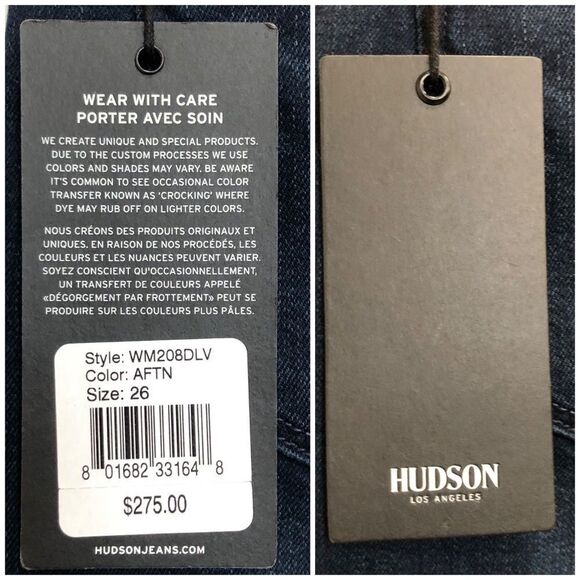 HUDSON - NWT - Sz 26 "Nico" Midrise Cigarette Jean/Grommet Detail in After Night - Picture 3 of 16